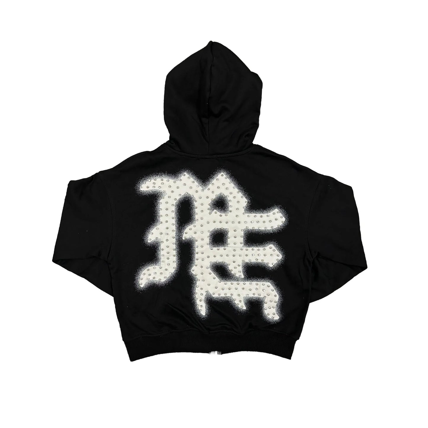 mixedemotion Black ‘End’ Rhinestone hoodie