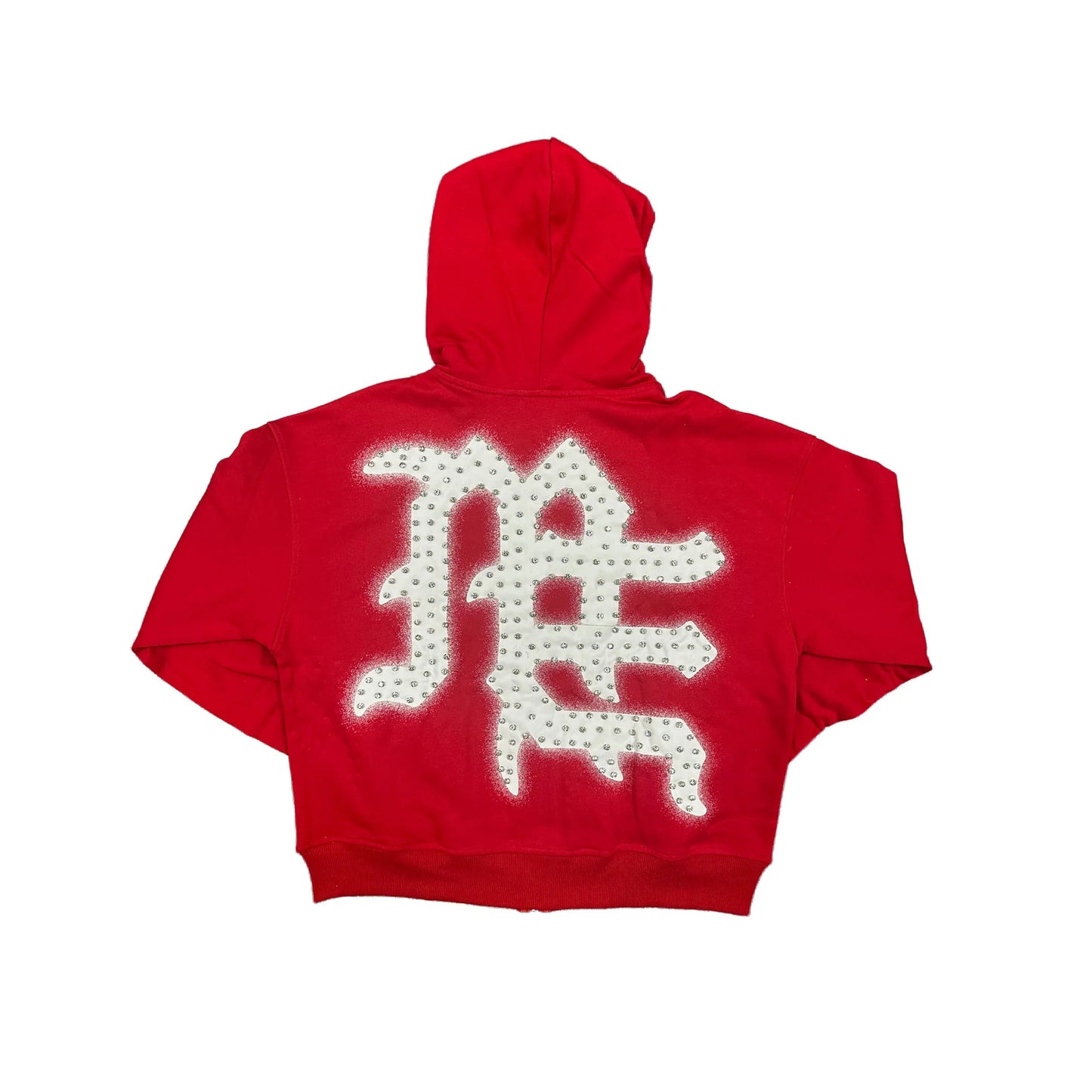 mixedemotion Red ‘End’ Rhinestone hoodie