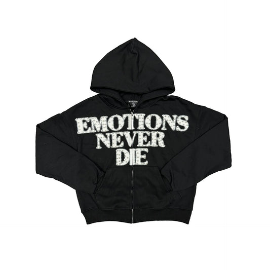 mixedemotion Black ‘End’ Rhinestone hoodie