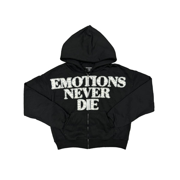 mixedemotion Black ‘End’ Rhinestone hoodie
